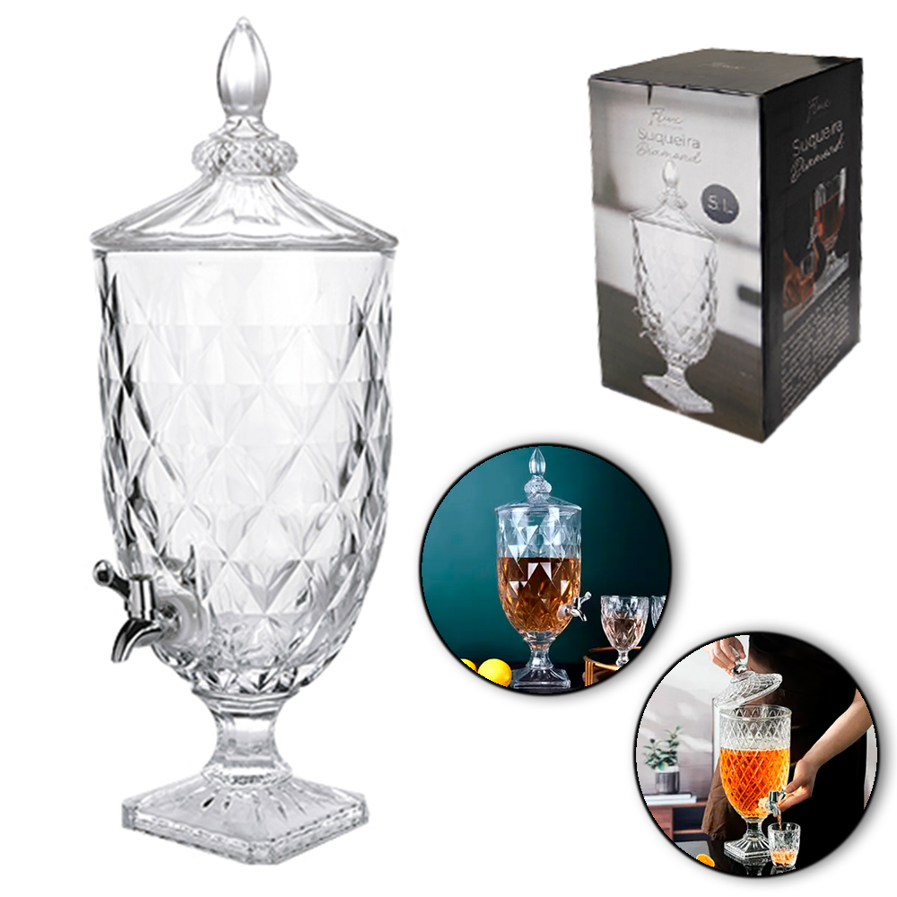 SUQUEIRA DE VIDRO COM BASE DIAMOND FLUX 5L