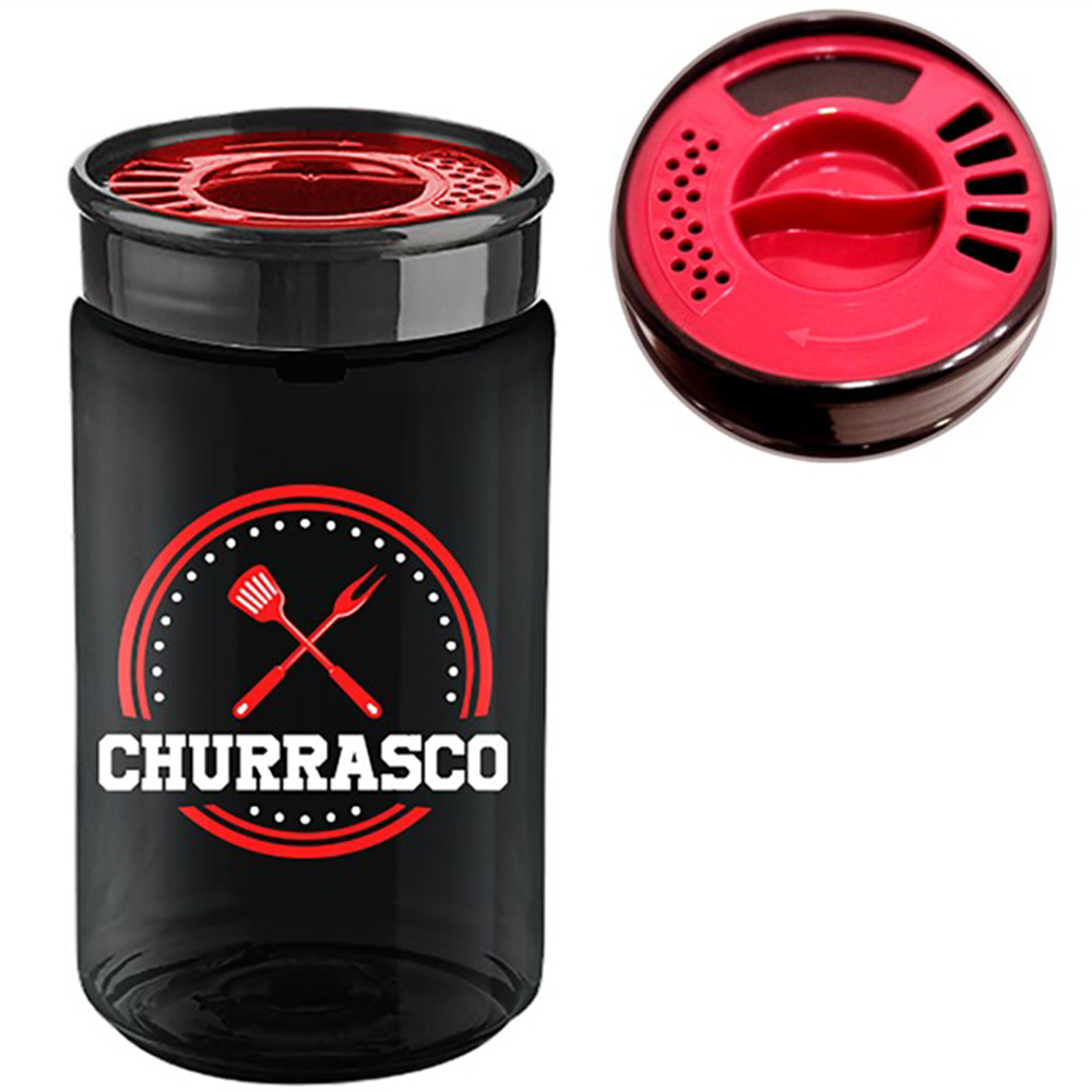 ORGANIZADOR DE PLASTICO PET REDONDO CHURRASCO COM TAMPA 350ML
