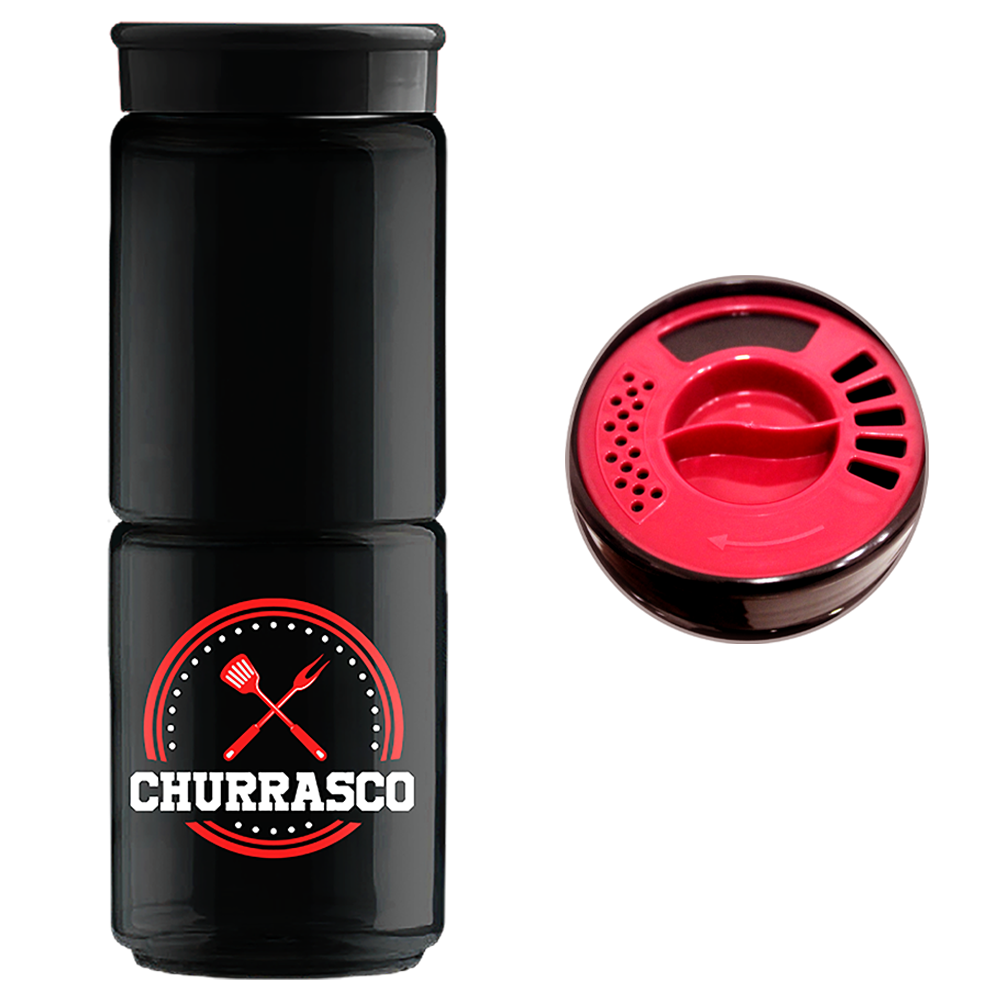 ORGANIZADOR DE PLASTICO PET REDONDO CHURRASCO COM TAMPA 540ML