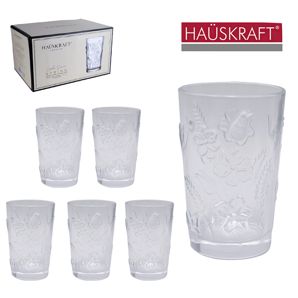 JOGO DE COPO DE VIDRO LONG DRINK LINHA SERVIR SPRING HAUSKRAFT PREMIUM 6 PECAS 365ML