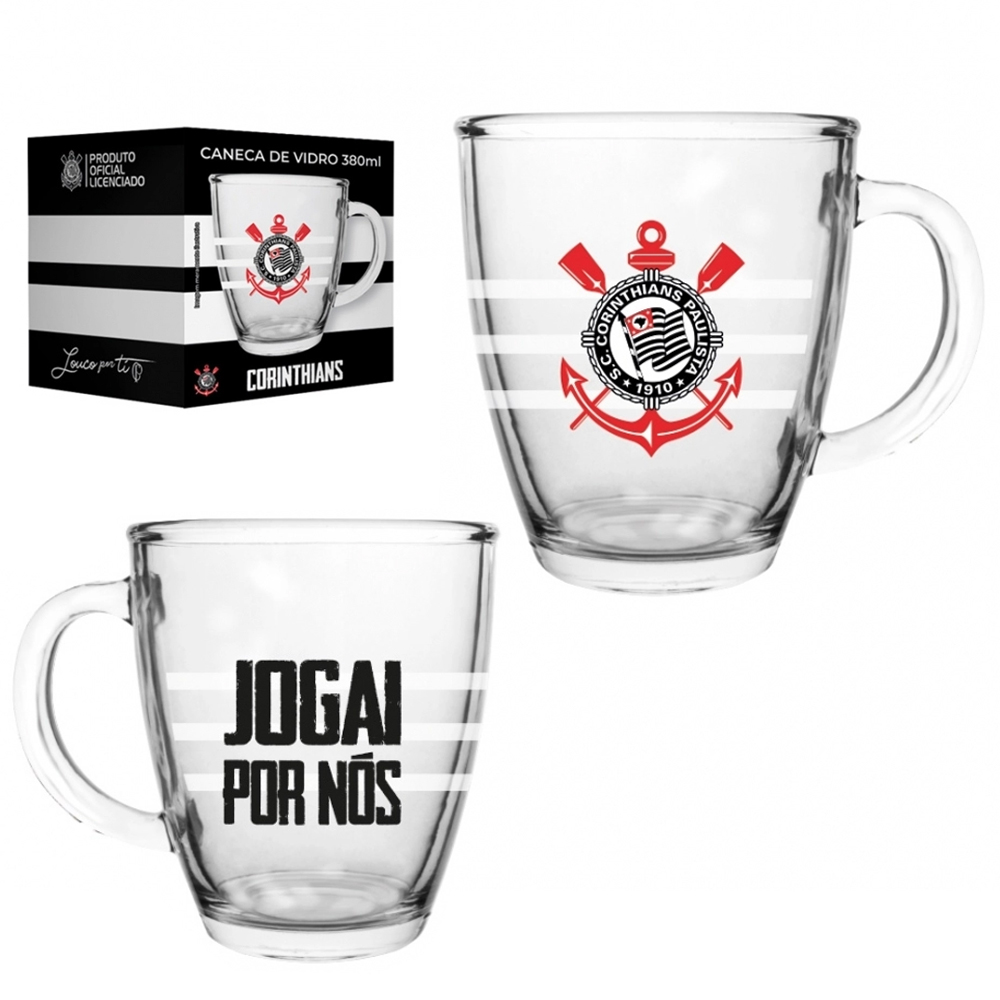 CANECA DE VIDRO CONICA CORINTHIANS 380ML