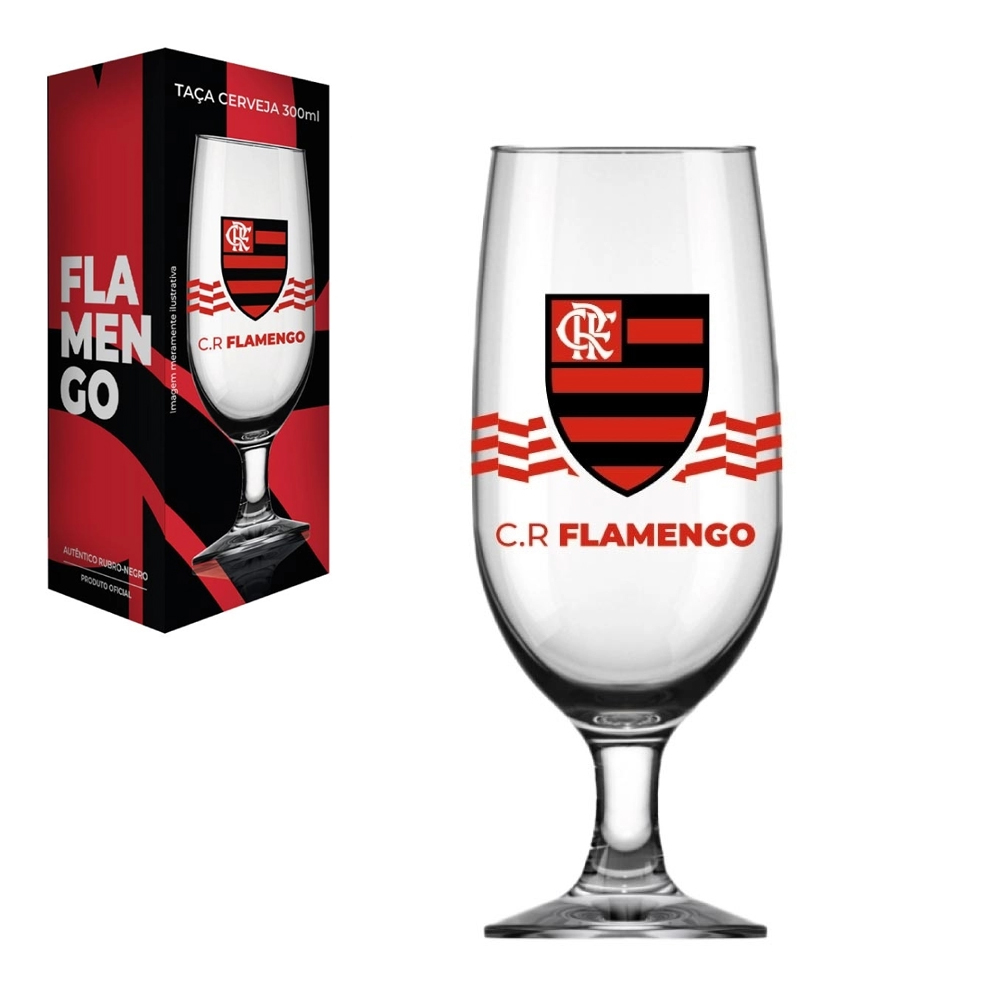 TACA DE VIDRO FLORIPA FLAMENGO PARA CERVEJA 300ML