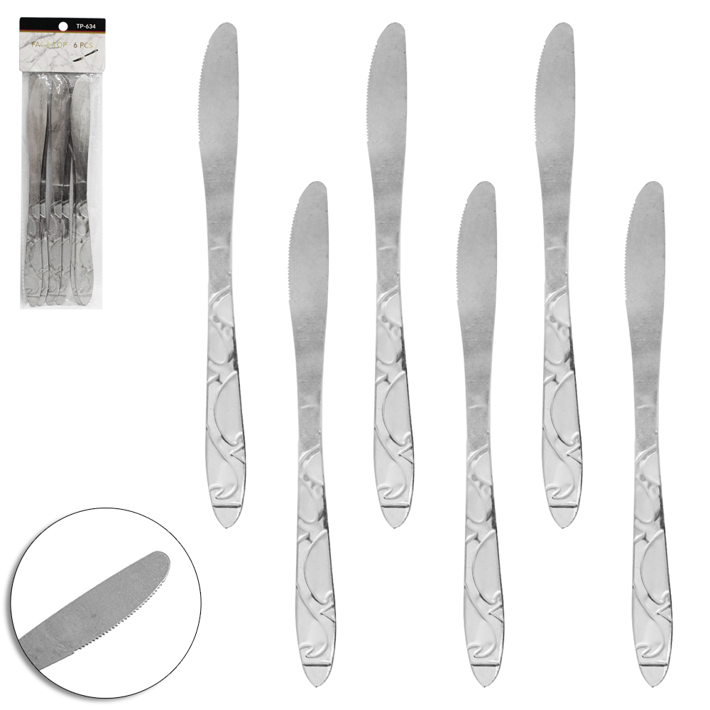 FACA DE MESA DE INOX TOP CASA COM 6 PECAS 21CM