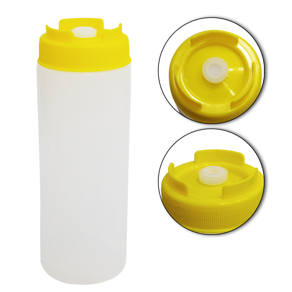 BISNAGA DOSADORA DE PLASTICO PROFISSIONAL LISA COM TAMPA AMARELA 600ML