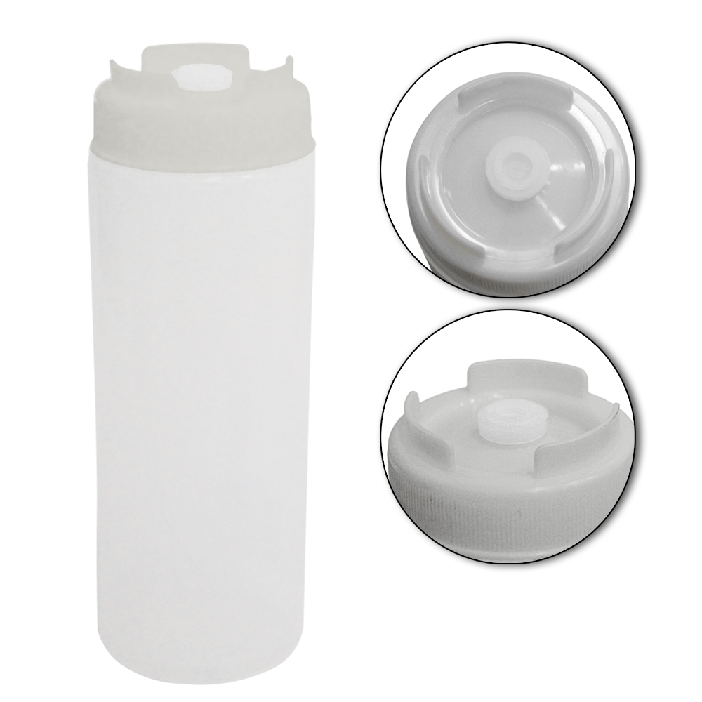 BISNAGA DOSADORA DE PLASTICO PROFISSIONAL LISA COM TAMPA BRANCA 600ML