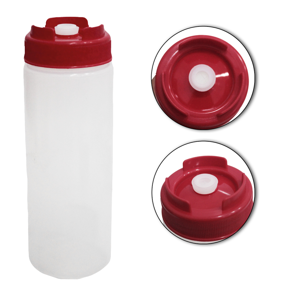 BISNAGA DOSADORA DE PLASTICO PROFISSIONAL LISA COM TAMPA VERMELHA 600ML