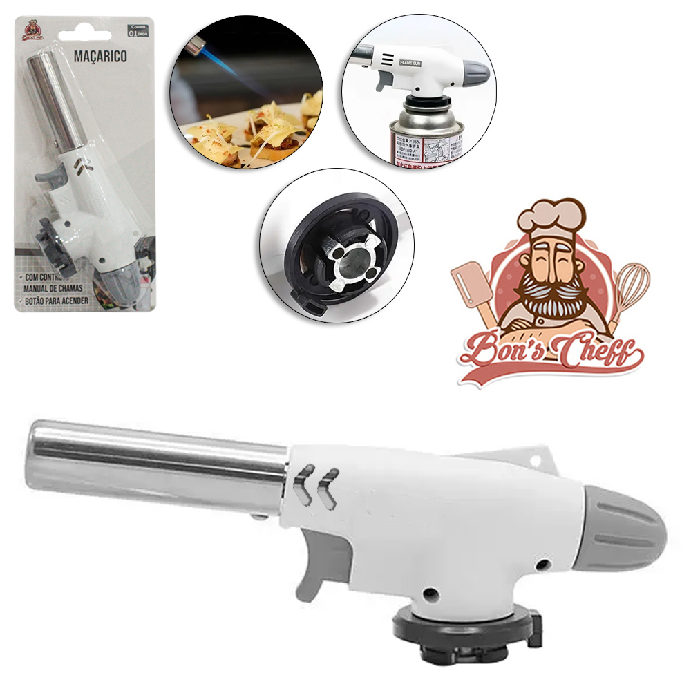 MACARICO COM CONTROLE MANUAL DE CHAMA E BOTAO DE ACENDIMENTO BONS CHEFF