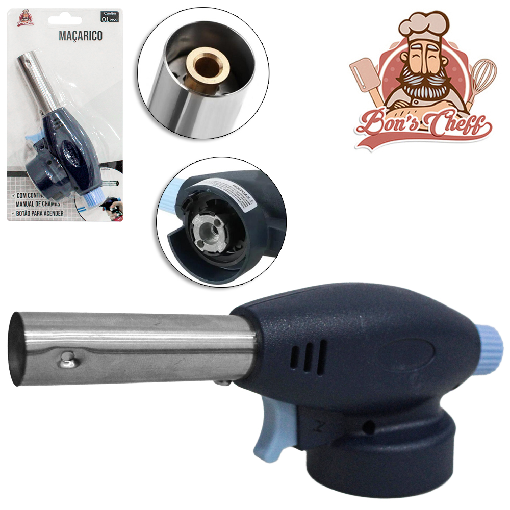 MACARICO COM CONTROLE MANUAL DE CHAMA E BOTAO DE ACENDIMENTO BONS CHEFF