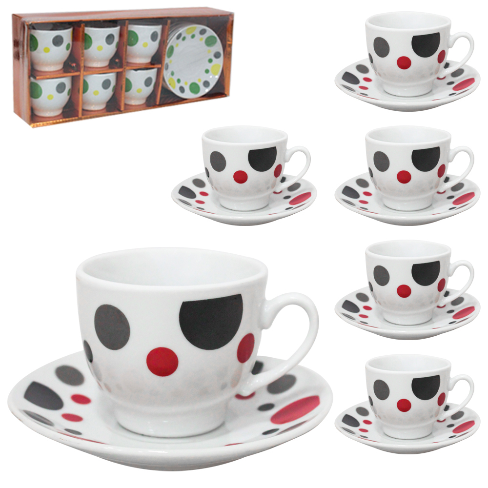 JOGO DE XICARA DE PORCELANA COM PIRES PARA CAFE 12 PECAS 70ML