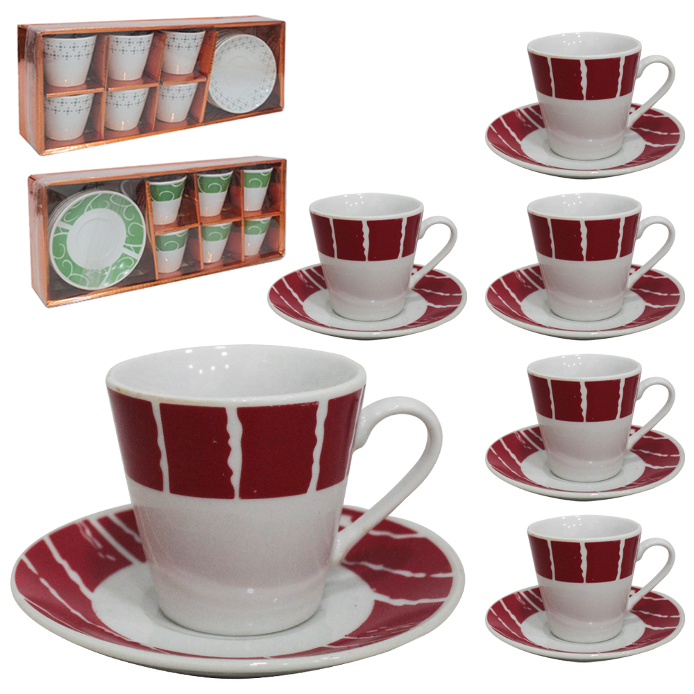 JOGO DE XICARA DE PORCELANA COM PIRES PARA CAFE 12 PECAS 70ML