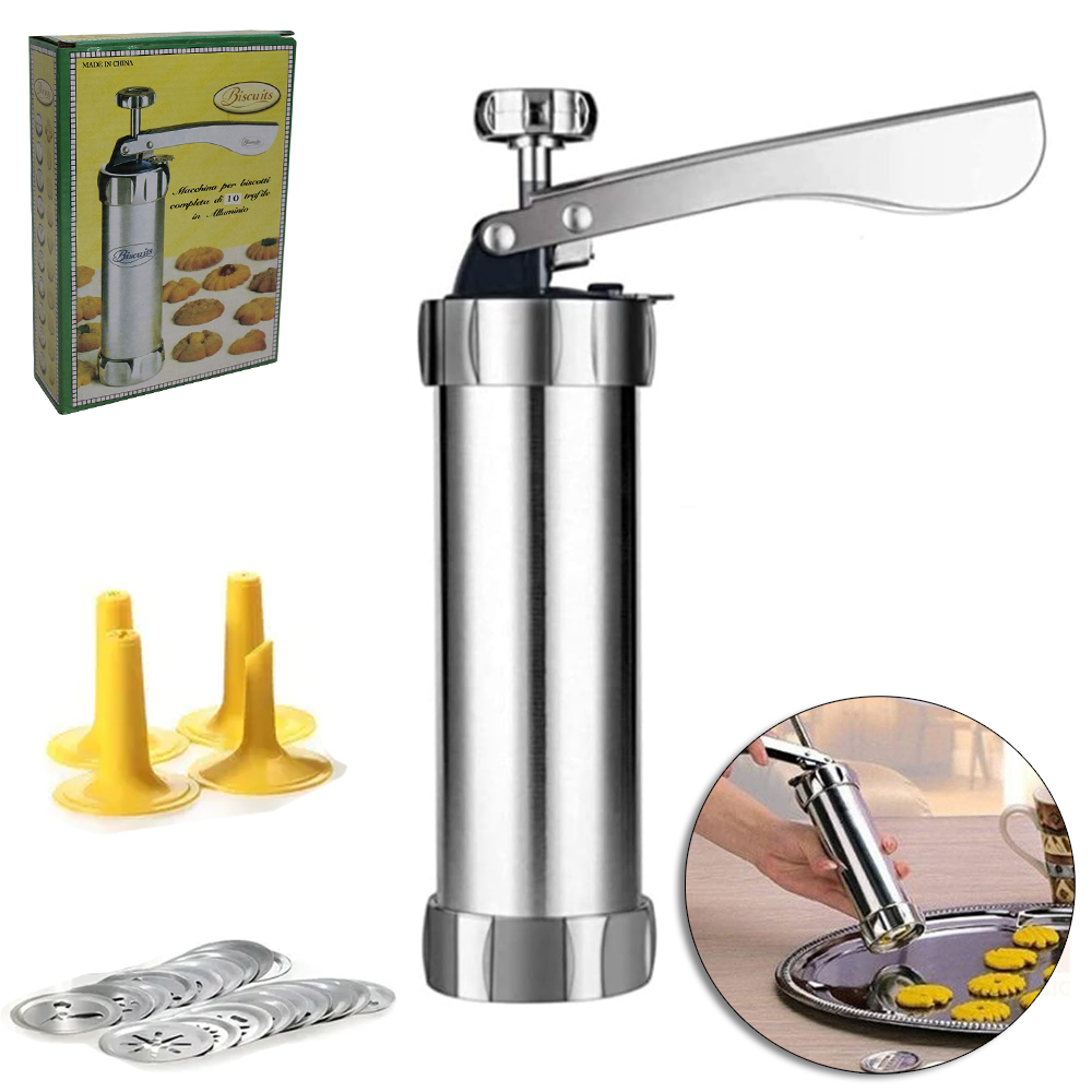 BISCOITEIRA MANUAL / MODELADOR DE BISCOITO COM 4 BICOS + 10 MOLDES