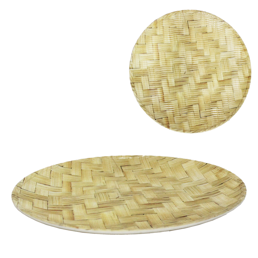 BANDEJA DE PLASTICO REDONDA RATTAN 28CM DE Ø