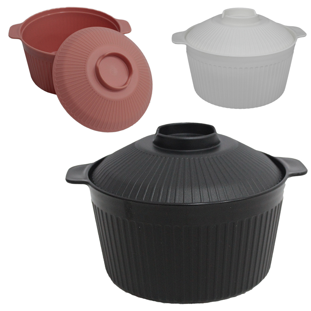 TIGELA DE PLASTICO REDONDA COM ALCA + TAMPA 9X15,5X13CM DE Ø