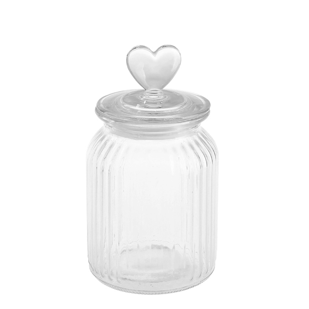 POTE DE VIDRO REDONDO COM TAMPA HERMETICA CORACAO 1000ML