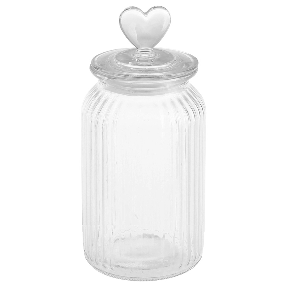 POTE DE VIDRO REDONDO COM TAMPA HERMETICA CORACAO 1250ML