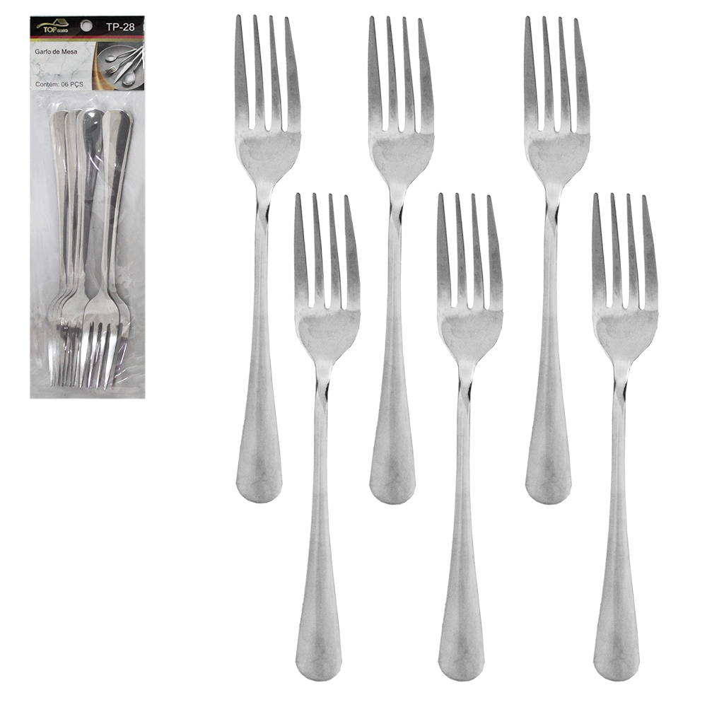 GARFO DE MESA DE INOX TOP CASA COM 6 PECAS 20,5CM