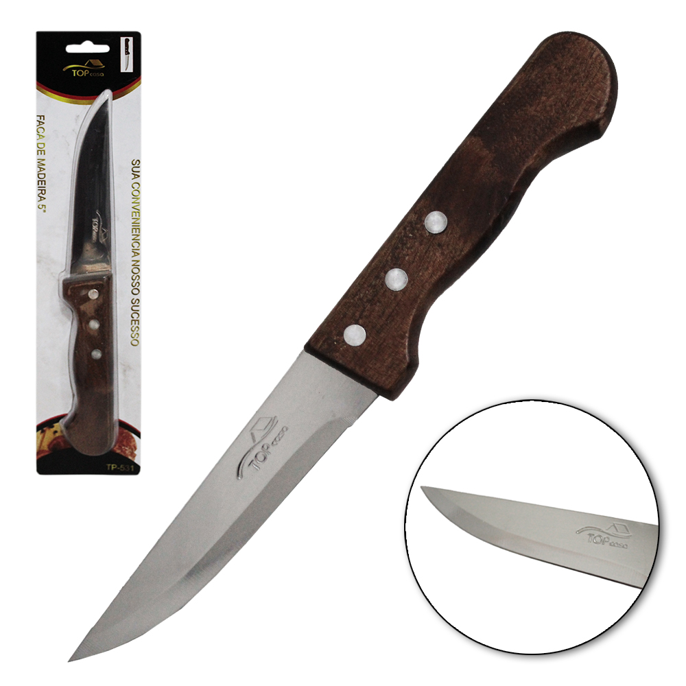 FACA DE COZINHA / PEIXEIRA DE INOX 5'' CABO MADEIRA TOP CASA