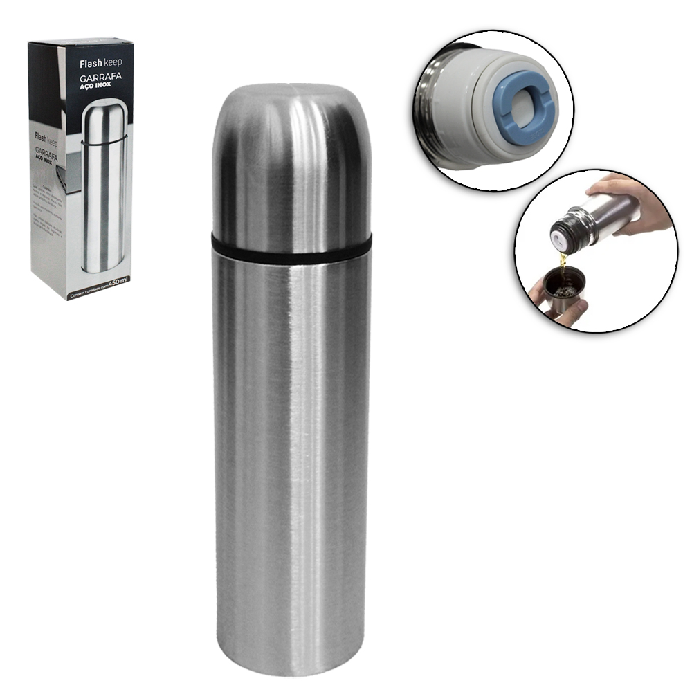 GARRAFA TERMICA DE INOX COM PAREDE DUPLA FLASH KEEP 450ML