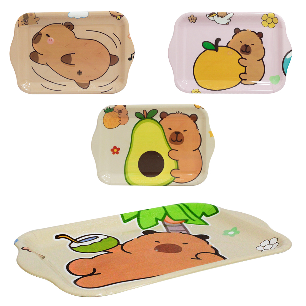 BANDEJA DE PLASTICO RETANGULAR COM ALCA CAPIVARA 28X18X1,5CM