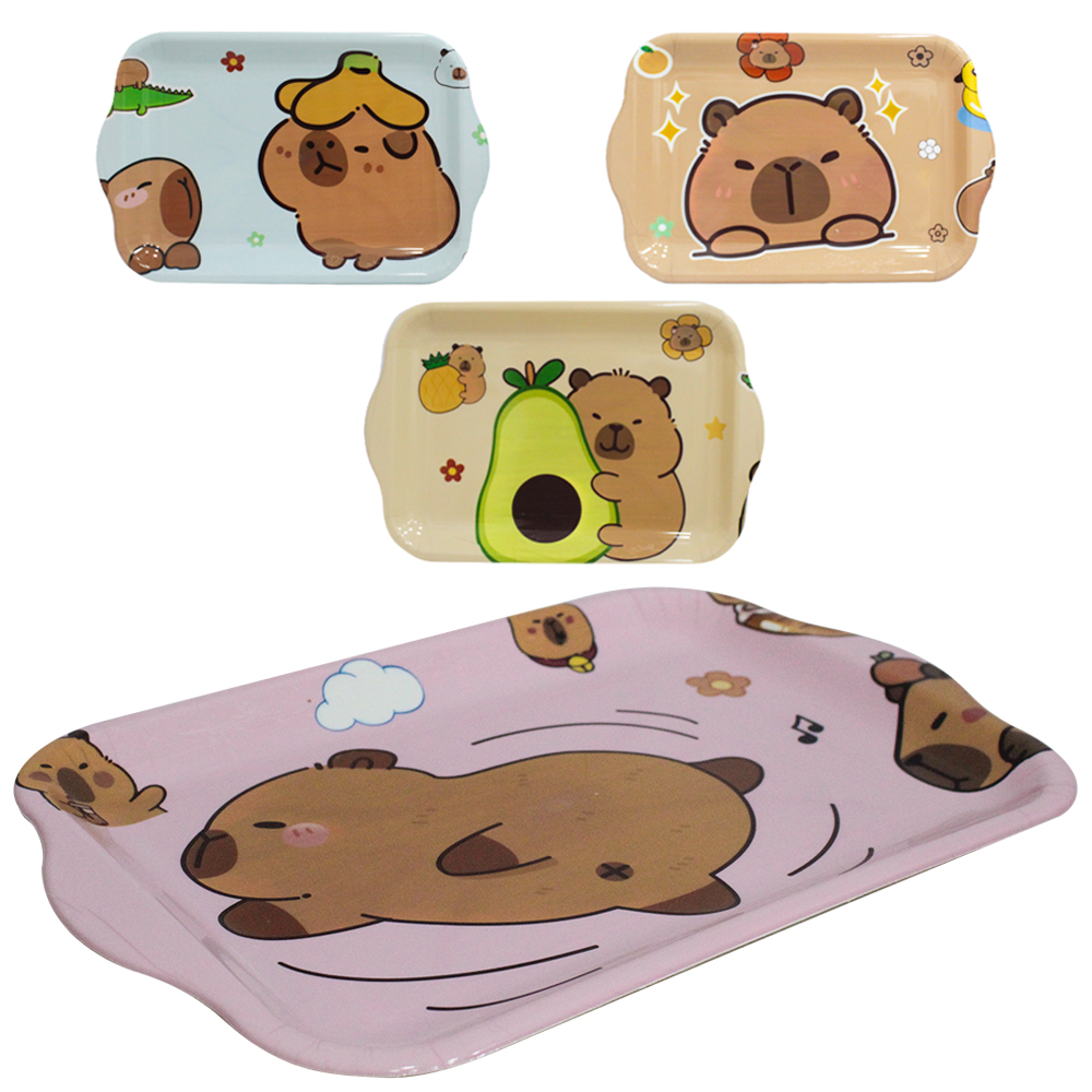 BANDEJA DE PLASTICO RETANGULAR COM ALCA CAPIVARA 34X22X1,5CM