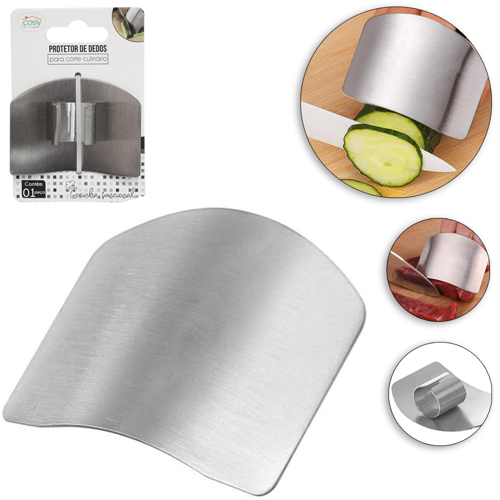 ANEL PROTETOR DE DEDOS DE INOX PARA CORTAR ALIMENTOS 6,2X4,5CM NA CARTELA