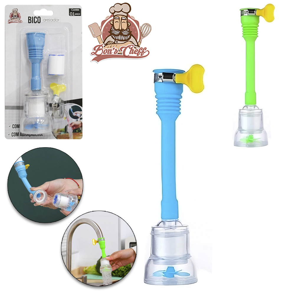 CHUVEIRINHO BICO AREJADOR ANTIRRESPINGO EXTENSOR PARA TORNEIRA COM FILTRO + REFIL E ABRACADEIRA BORBOLETA