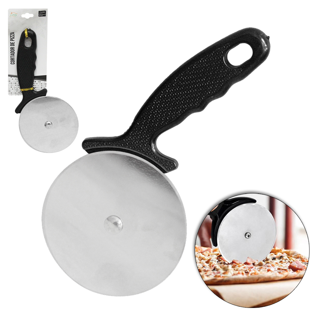 CARRETILHA CORTADOR DE PIZZA DE METAL CABO PLASTICO 9,5X20CM