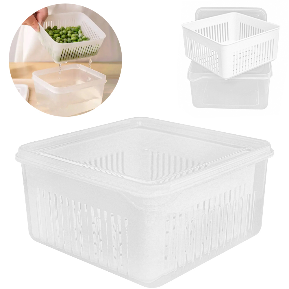 POTE ORGANIZADOR DE PLASTICO QUADRADO COM ESCORREDOR + TAMPA 16X8,5CM