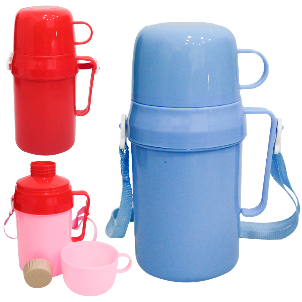GARRAFA DE PLASTICO COM CANECA TAMPA + ALCA 580 / 150ML