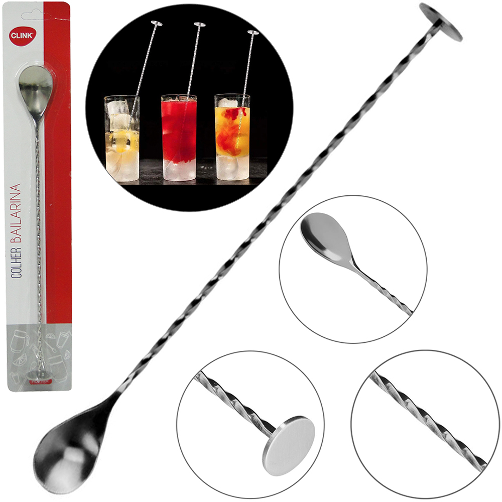 COLHER MISTURADOR DE BEBIDAS BAILARINA DE INOX 27,5CM NA CARTELA