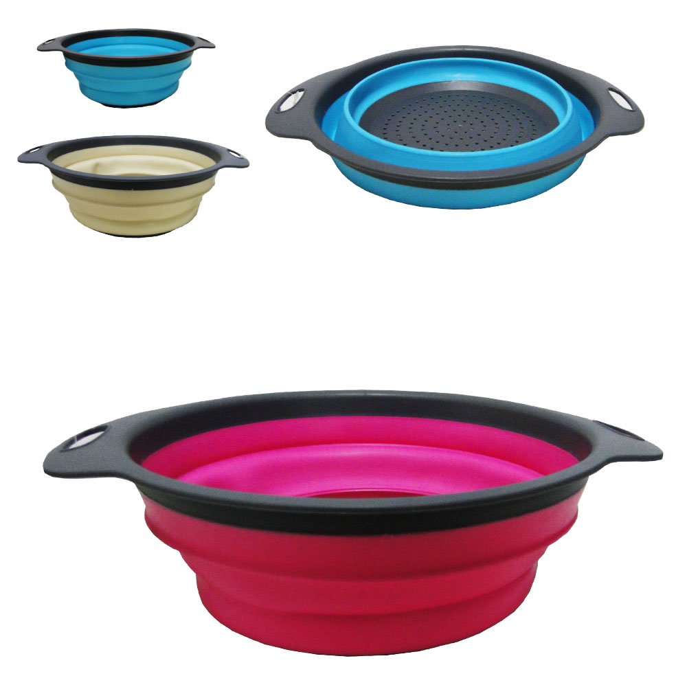 ESCORREDOR DE SILICONE REDONDO MULTIUSO RETRATIL COM ALCA COLORS 9,3X29X23,5CM DE Ø