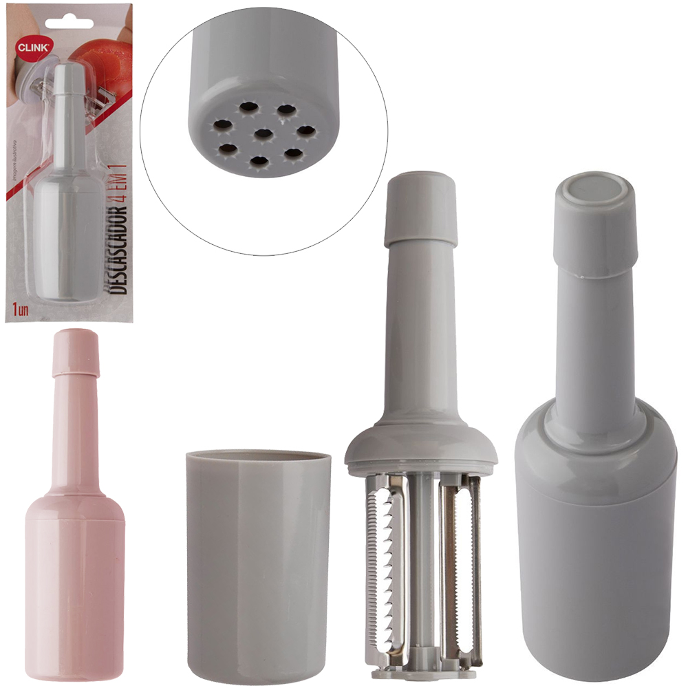 CORTADOR DESCASCADOR DE LEGUMES / FRUTAS DE INOX / PLASTICO 4 EM 1 COLORS 14X4CM DE Ø