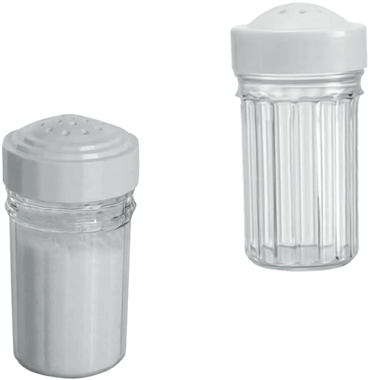 SALEIRO DE MESA DE ACRILICO COM TAMPA DE PLASTICO BRANCA 7,5X4CM