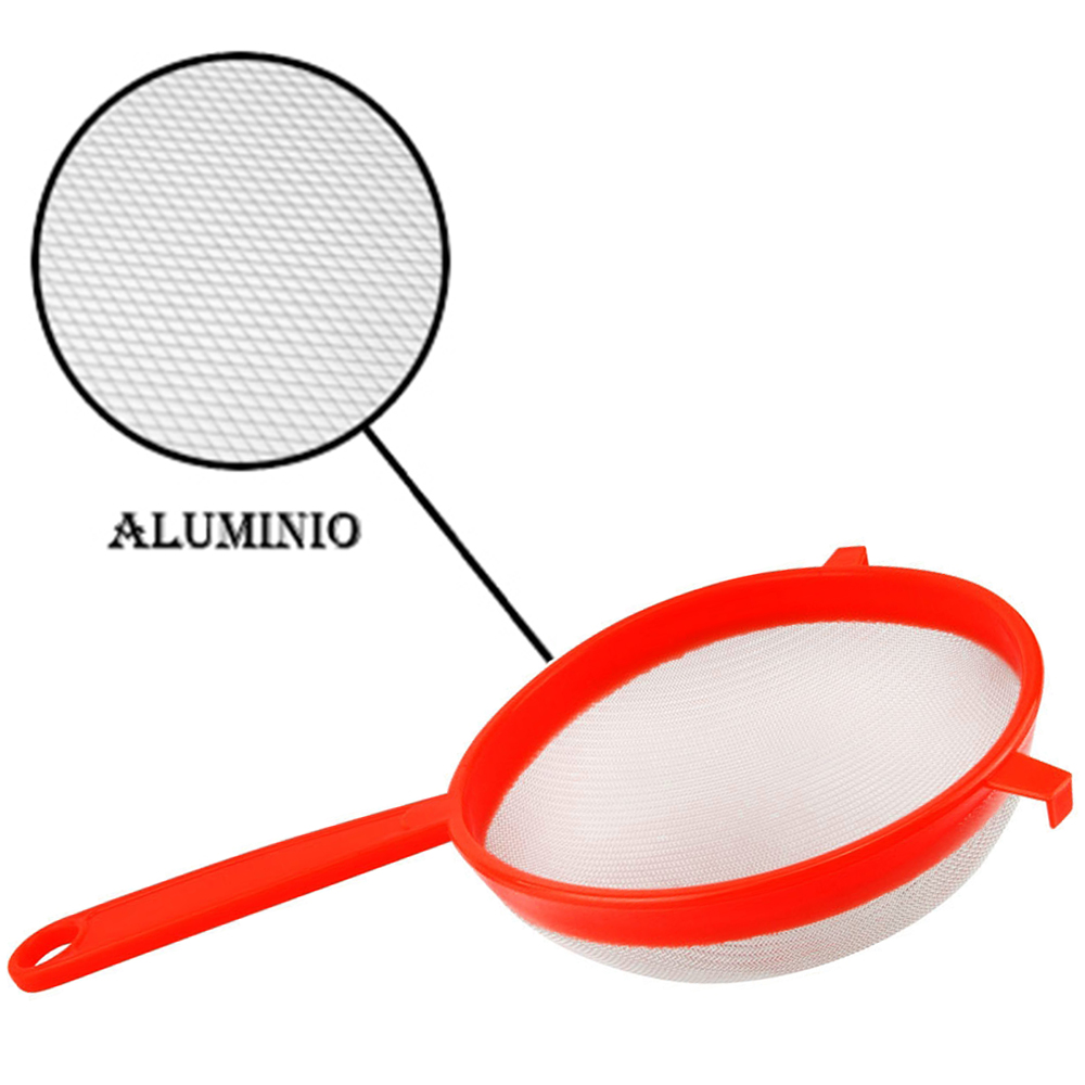 PENEIRA COADOR CABO PLASTICO E TELA DE ALUMINIO 31X17,5CM DE Ø