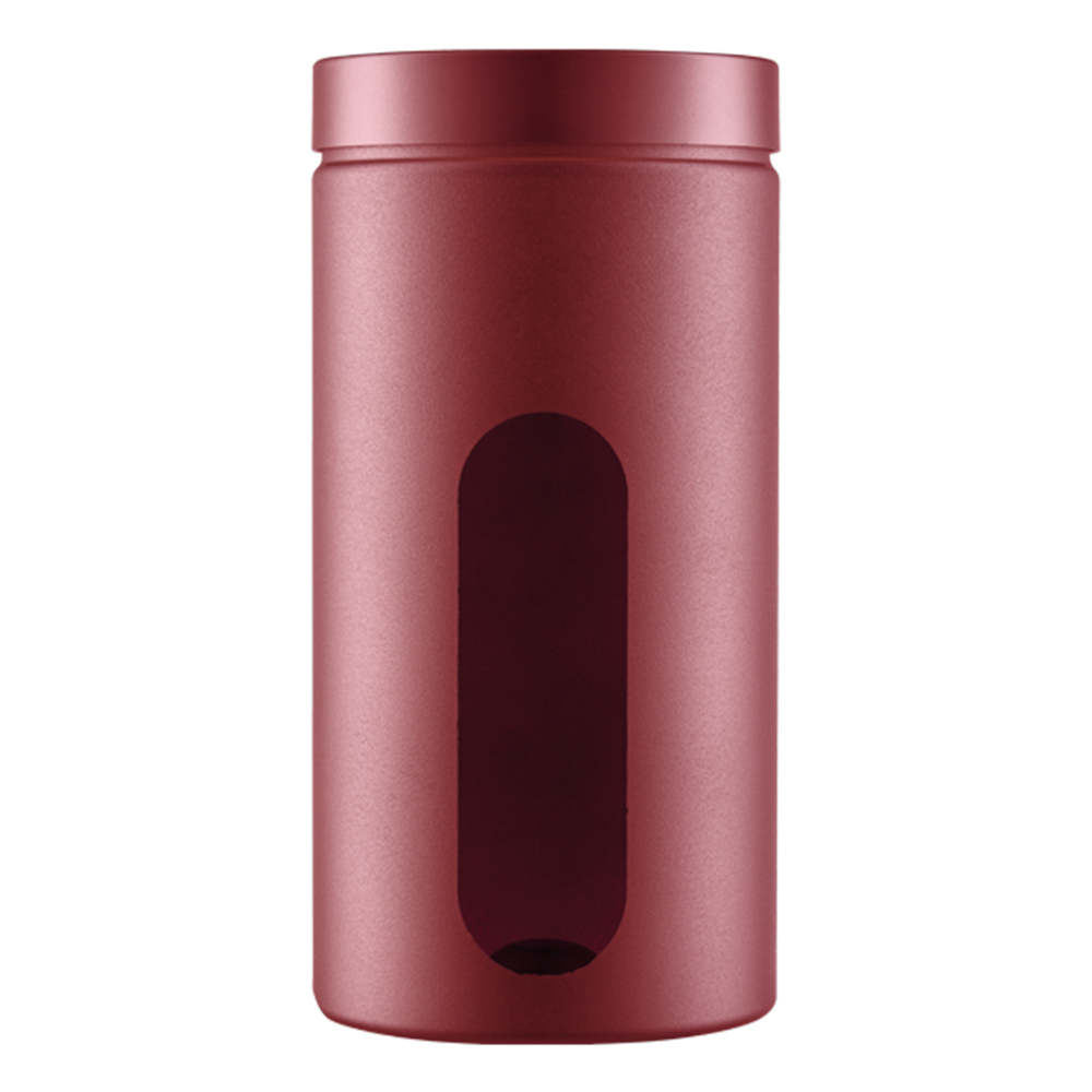 POTE DE PLASTICO REDONDO COM VISOR + TAMPA DE ROSCA METALIZADO CEREJA 2000ML