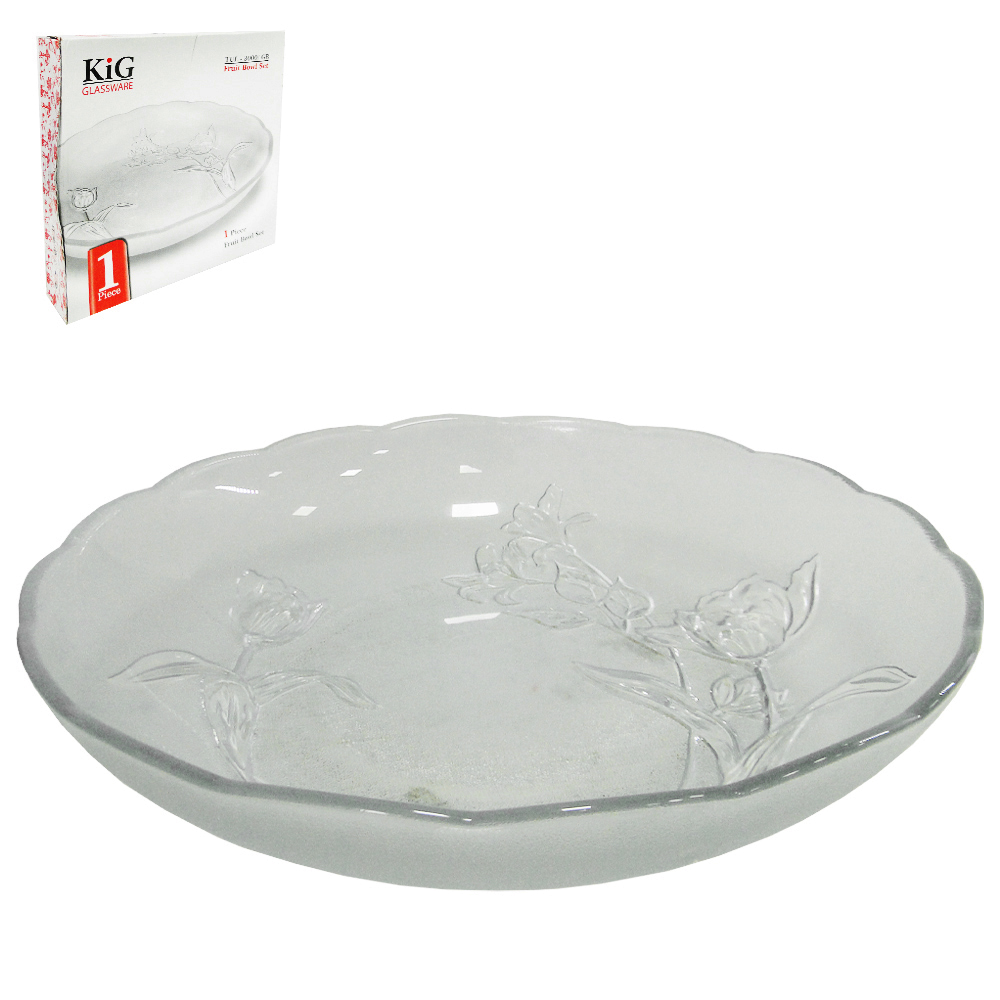 TIGELA SALADEIRA DE VIDRO REDONDA FLOR 2500ML 29,5CM DE Ø NA CAIXA