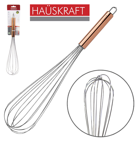 BATEDOR DE CLARA FOUET MANUAL DE INOX CABO METALIZADO ROSE GOLD HAUSKRAFT 35CM