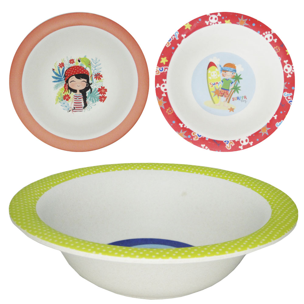 TIGELA DE BAMBU INFANTIL REDONDA ESTAMPAS SORTIDAS 15,5CM DE Ø