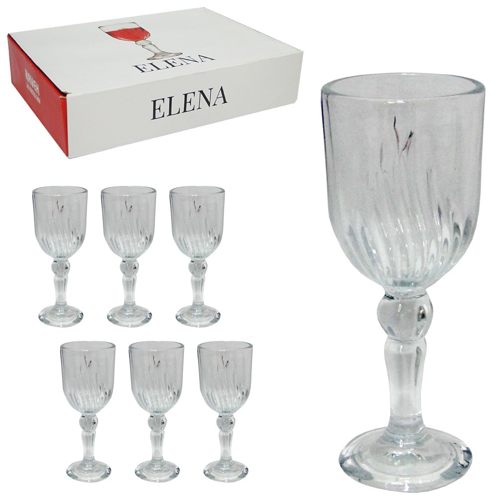 JOGO DE TACA DE VIDRO PARA LICOR / SHOT ELENA COM 6 PECAS 90ML