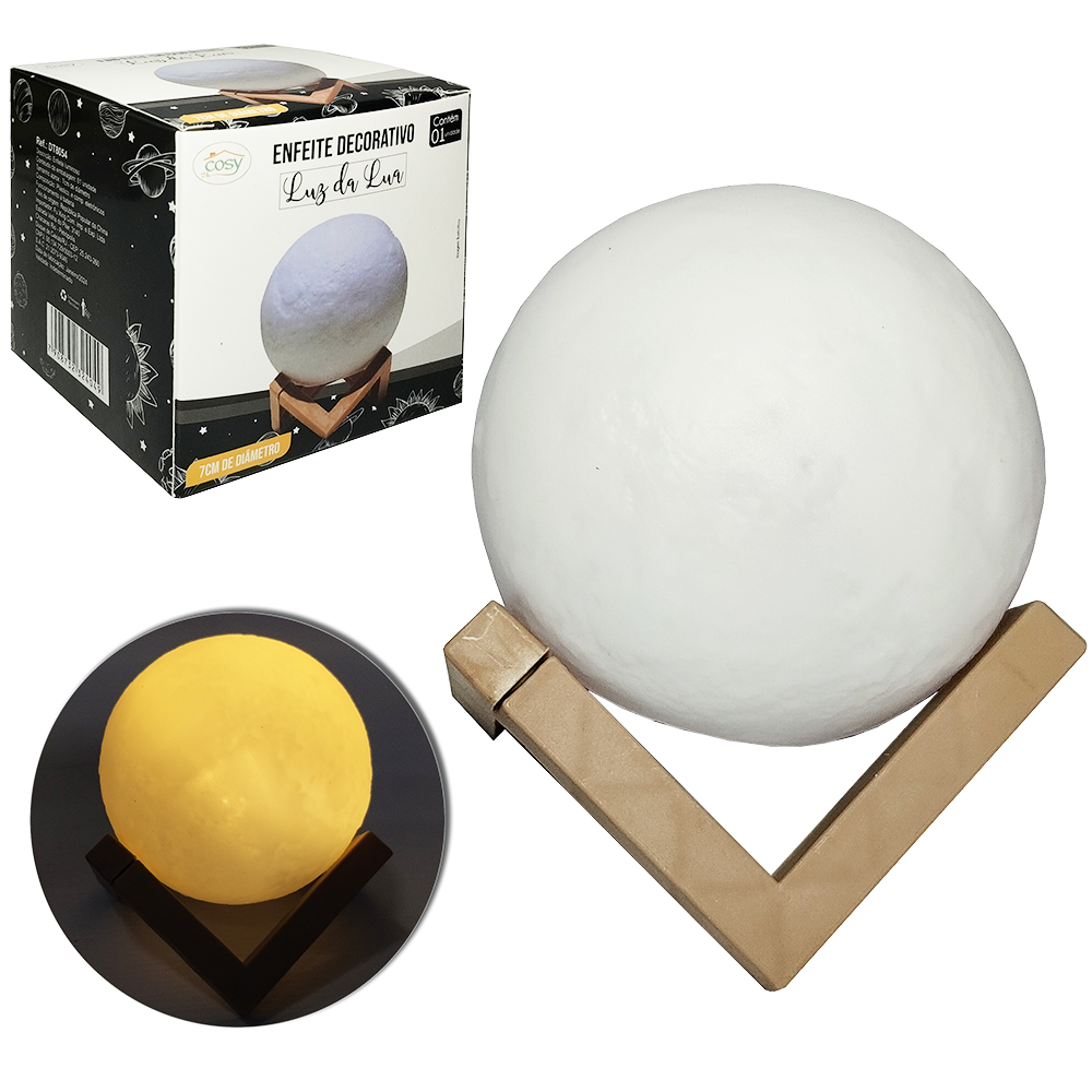 ABAJUR LUMINARIA LUA DE LED CUPULA E BASE DE PLASTICO A BATERIA 8X7CM DE Ø