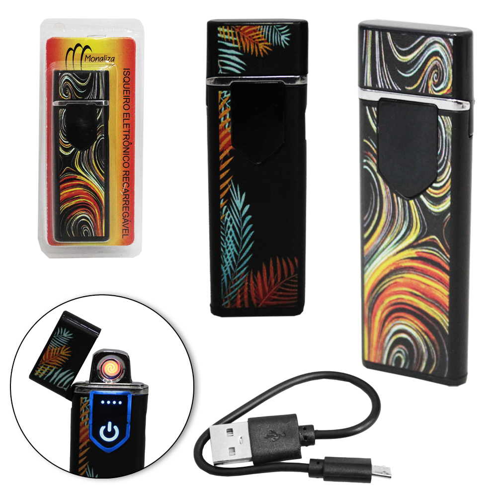 ISQUEIRO ELETRONICO RECARREGAVEL COM CABO USB 