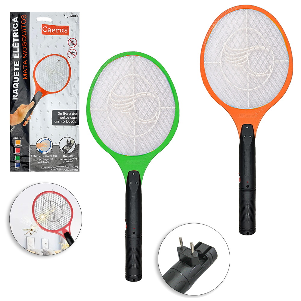 RAQUETE MATA MOSQUITO RECARREGAVEL COLORS BIVOLT 50CM