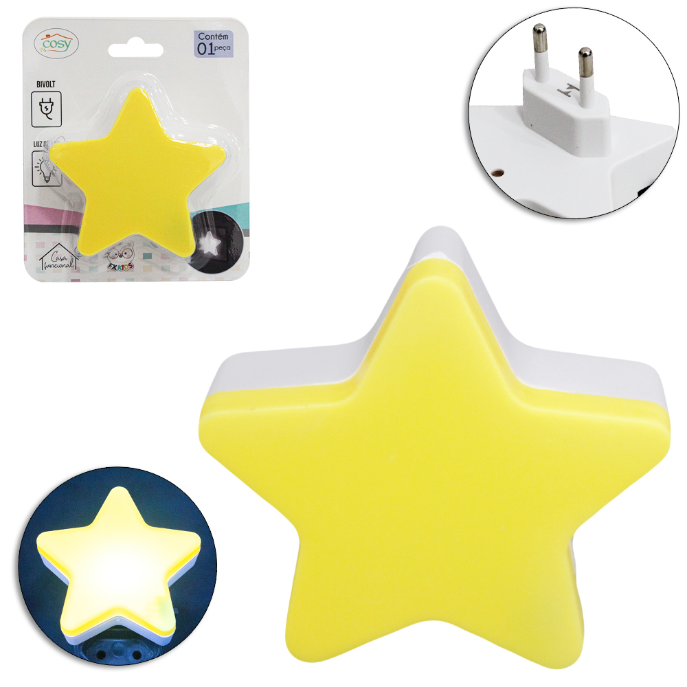 ABAJUR LUMINARIA DE TOMADA DE LED ESTRELA BIVOLT 8X7CM