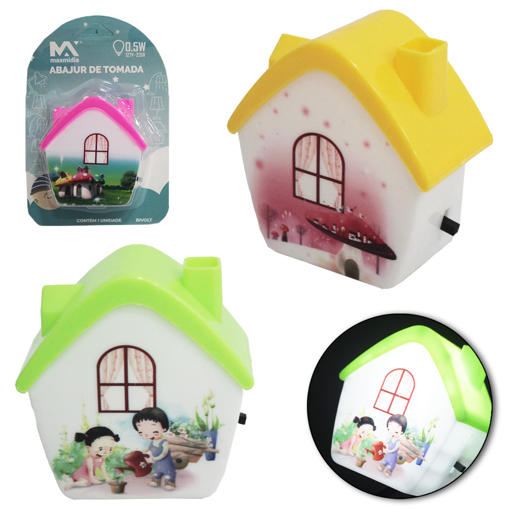 ABAJUR LUMINARIA DE TOMADA DE LED CASINHA BIVOLT MAXMIDIA