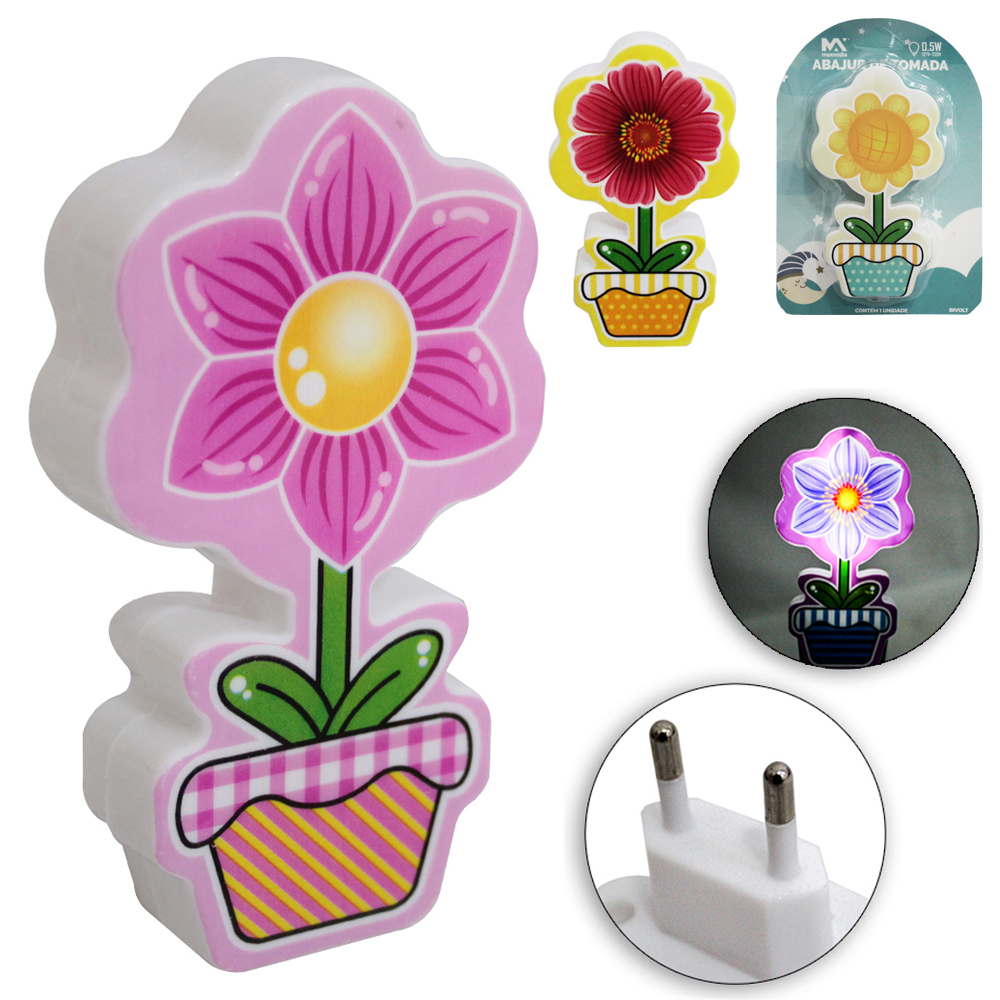 ABAJUR LUMINARIA DE TOMADA DE LED FLOR BIVOLT MAXMIDIA