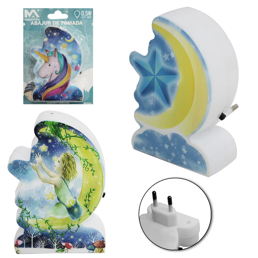 ABAJUR LUMINARIA DE TOMADA DE LED LUA BIVOLT MAXMIDIA