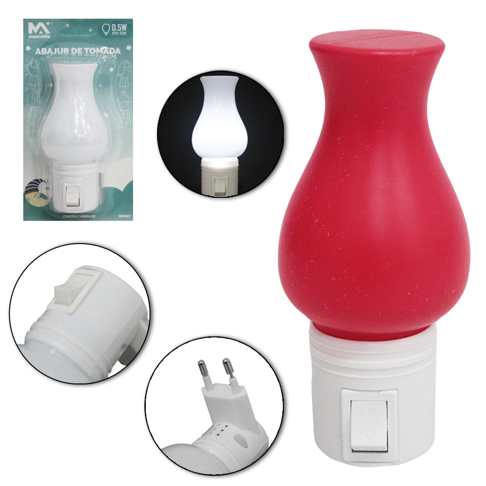ABAJUR LUMINARIA DE TOMADA DE LED BIVOLT MAXMIDIA