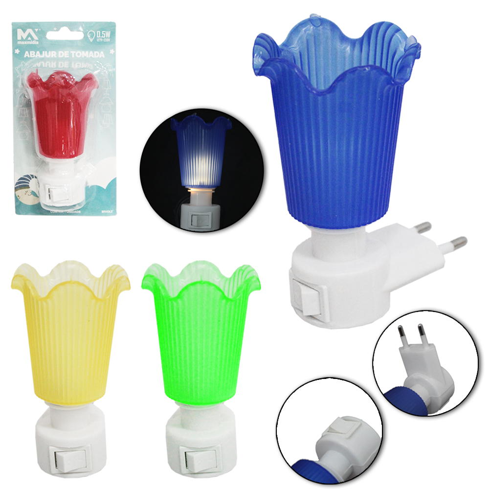 ABAJUR LUMINARIA DE TOMADA DE LED VASO BIVOLT MAXMIDIA