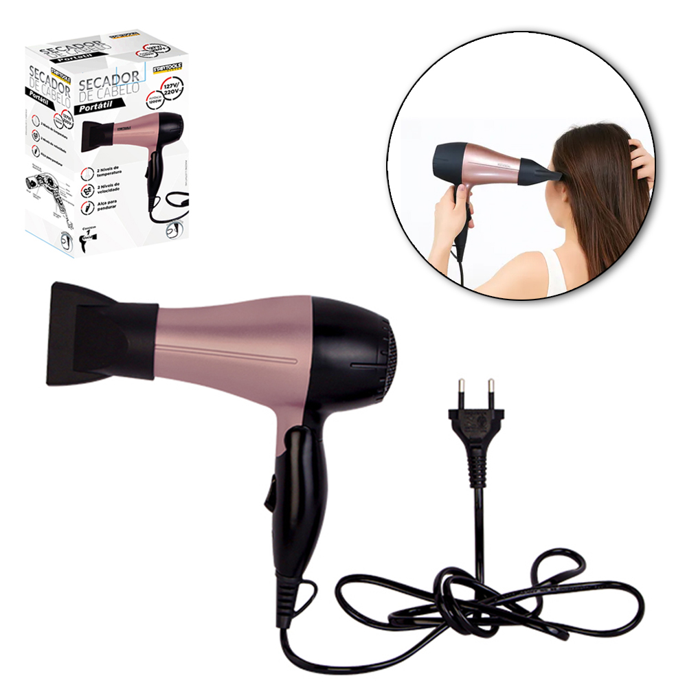 SECADOR DE CABELO PORTATIL BIVOLT 1200W