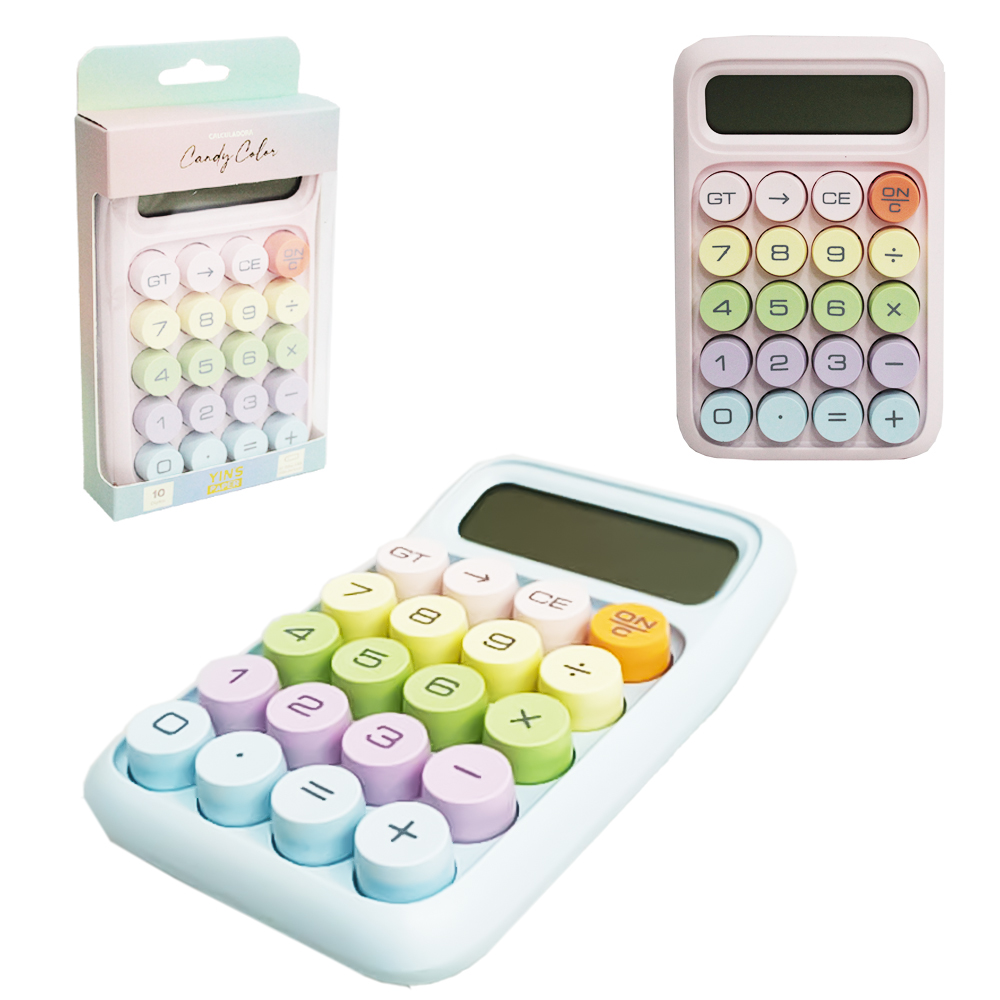 CALCULADORA ELETRONICA RETRO 10 DIGITOS CANDY COLOR YINS PAPER A PILHA 15X9,5CM